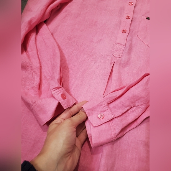 Saint-James Long Sleeves Button Down Blouse Top. Pink. 100% Linen. Size 6US. - Picture 2 of 10